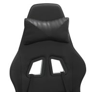 Гейминг стол с опора за крака, черен, изкуствена кожа