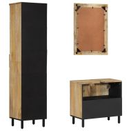 Комплект мебели за баня, 3 части, масивна мангова дървесина