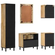 Комплект мебели за баня, 5 части, масивна мангова дървесина