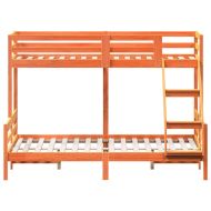 Двуетажно легло, 90x200/140x200 см, восъчнокафяво, бор масив