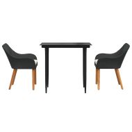 Комплект за хранене в градината 3 pcs Черно полиратан