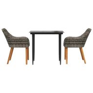 Комплект за хранене в градината 3 pcs Сив полиратан