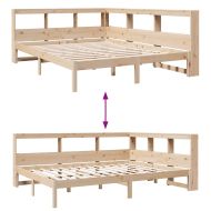 Легло с етажерка за книги, без матрак, 140x190 см, бор масив