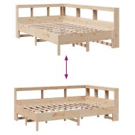 Легло с етажерка за книги, без матрак, 160x200 см, бор масив