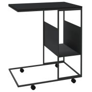 Помощна маса с колелца черна 55x36x63,5 см инженерно дърво