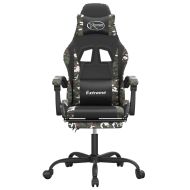 Въртящ гейминг стол с подложка черен камуфлаж изкуствена кожа