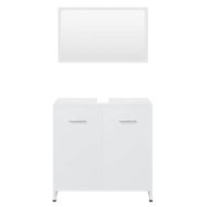 Комплект мебели за баня, бял, инженерно дърво