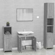 Комплект мебели за баня, сив сонома, инженерно дърво