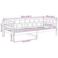Дневно легло без матрак, бял, борово дърво масив, 90x200 см