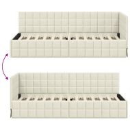 Ъглова рамка за легло с таблото Крем 80 см x 200 см Кадифе