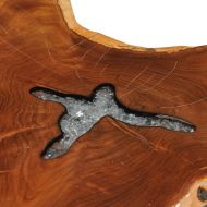 Маса за кафе, 70x45 см, тиково дърво масив и полирезин