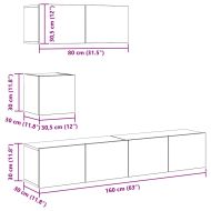 Комплект ТВ шкафове от 4 части, бетонно сив, инженерно дърво