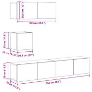 Комплект ТВ шкафове от 4 части, сив сонома, инженерно дърво