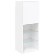 ТВ стенни модули с LED, 4 части, бели, инженерно дърво