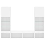 ТВ стенни модули с LED, 5 части, бели, инженерно дърво