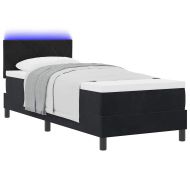 LED кутия за пружини с легло с матрак Черно 80 x 200 cm Кадифе