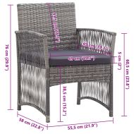 Градински кресла с възглавници, 2 бр, антрацит, полиратан