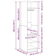 Гардероб, бял, 50x50x200 см, инженерно дърво