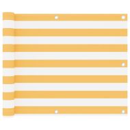 Балконски параван, бяло и жълто, 75x600 см, оксфорд плат