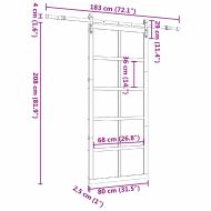 Преплъзваща се врата Кафяво 80 x 208 см Борово дърво масив