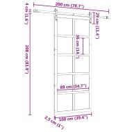 Преплъзваща се врата Кафяво 100 x 208 см Борово дърво масив