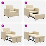 Единичен диван легло с колела Крем 90 x 165 x 87 см текстил