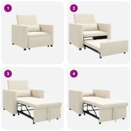 Единичен диван легло Кремаво бяло 90 x 165 x 87 см текстил