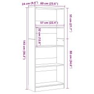 Рафт за книги Черния дъб 60 x 24 x 143 см Инженерно дърво