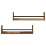 Стенен рафт 2 pcs Старо дърво 60 x 16 x 14 cm Инженерно дърво