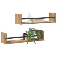 Стенен рафт 2 pcs дъб артизан 60 x 16 x 14 cm Инженерно дърво