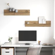 Стенен рафт с рафт 2 pcs Дъб 80 x 11,5 x 18 см Инженерно дърво