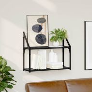 Стенен рафт с рафт Черен дъб 60 x 21 x 51 cm Инженерно дърво