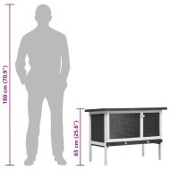 Външна клетка за зайци, 1 отделение, сива, дърво