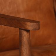 Комплект мека мебел 2 части кафяв естествена кожа акация масив