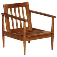 Комплект мека мебел 2 части кафяв естествена кожа акация масив