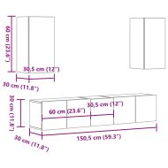 Комплект ТВ шкафове от 5 части, опушен дъб, инженерно дърво