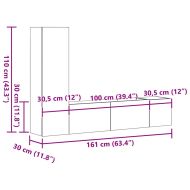 Комплект ТВ шкафове от 3 части, опушен дъб, инженерно дърво