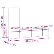 Комплект ТВ шкафове от 3 части, сив сонома, инженерно дърво