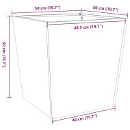 Градинска кашпа, 50x50x50 см, поцинкована стомана