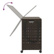 Кош за пране с колела, тъмнокафяв, 66x35x60 см, ратан