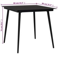 Градински трапезен комплект 5 части памучно въже стомана черен