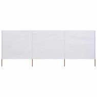 Параван против вятър от 3 панела, текстил, 400x120 см, бял