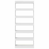 Библиотека с рафт Бяло 80 x 30 x 198 см Инженерно дърво