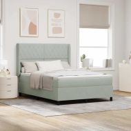 Легло с LED бокс пружина и матрак Светлосиво 140 x 200 cm