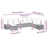 Градински Софа Комплект с възглавница 8 pcs Бежово Полиратан