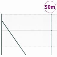 Оградa с колчета Зелен 1.6 x 50 m Покрит със PVC стомана