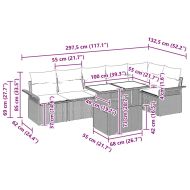Градински Софа Комплект с възглавница 7 pcs Черно Полиратан