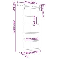 Преплъзваща се врата Кафяво 80 x 208 см Борово дърво масив