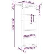Преплъзваща се врата Кафяво 80 x 208 см Борово дърво масив
