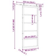 Преплъзваща се врата Кафяво 80 x 208 см Борово дърво масив
